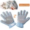 2-in-1 Pet Grooming Glove Double-Sided Deshedding & Massage Brush for Cats/Dogs, Removes Loose Hair from Fur & Furniture