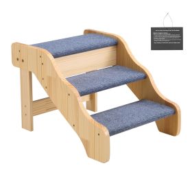 sWood Pet Stairs, 3-Step Dog Stairs for High Beds, Sofa & Cars, 150lbs Load Capacity, Non-Slip Surface