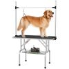 Black Adjustable Dog Grooming Table with 2 Safety Slings And Storage Basket for Pet Grooming