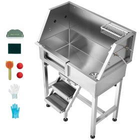 34" Dog Washing Station, Stainless Steel Pet Grooming Tub Bathtub, Professional Dog Wash Sink with Shower, Faucet, Soap Holder (default: Default)